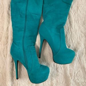 Ami Clubwear Faux Suede Platform Calfhigh Boots